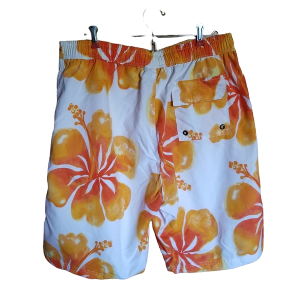 Authentic Goods USPA Men's Bathing Trunks Floral Print Orange White Sz XL - Picture 2 of 7